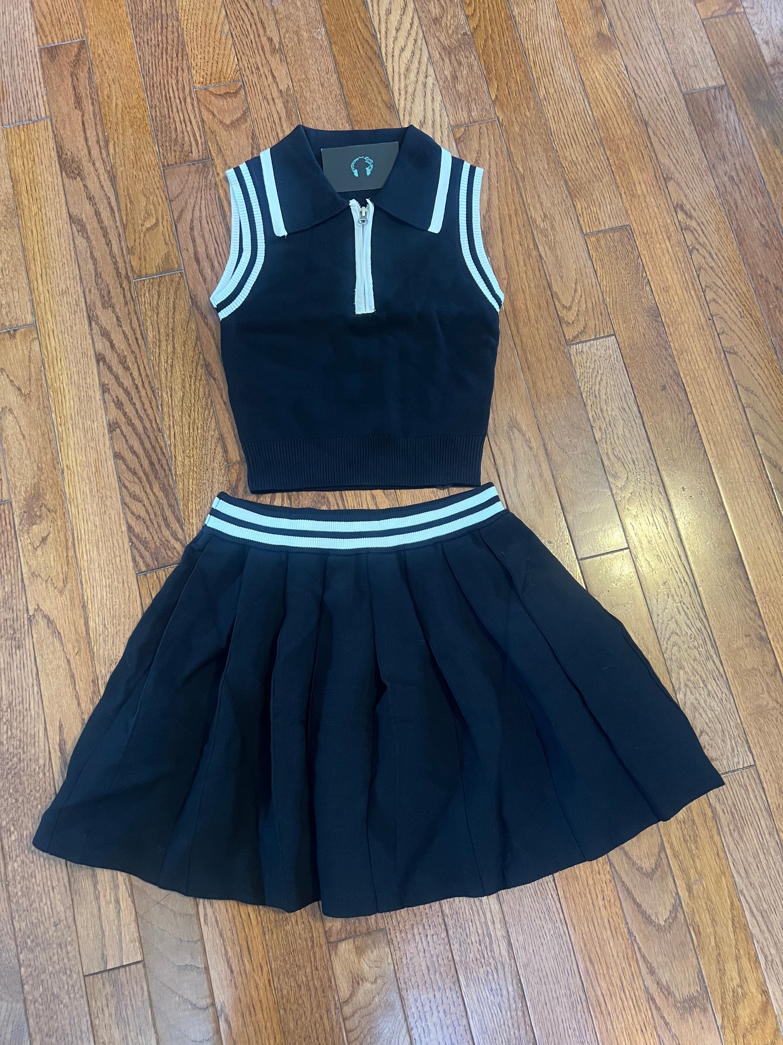 The “US OPEN” Tennis Skirt Set (Black/White)
