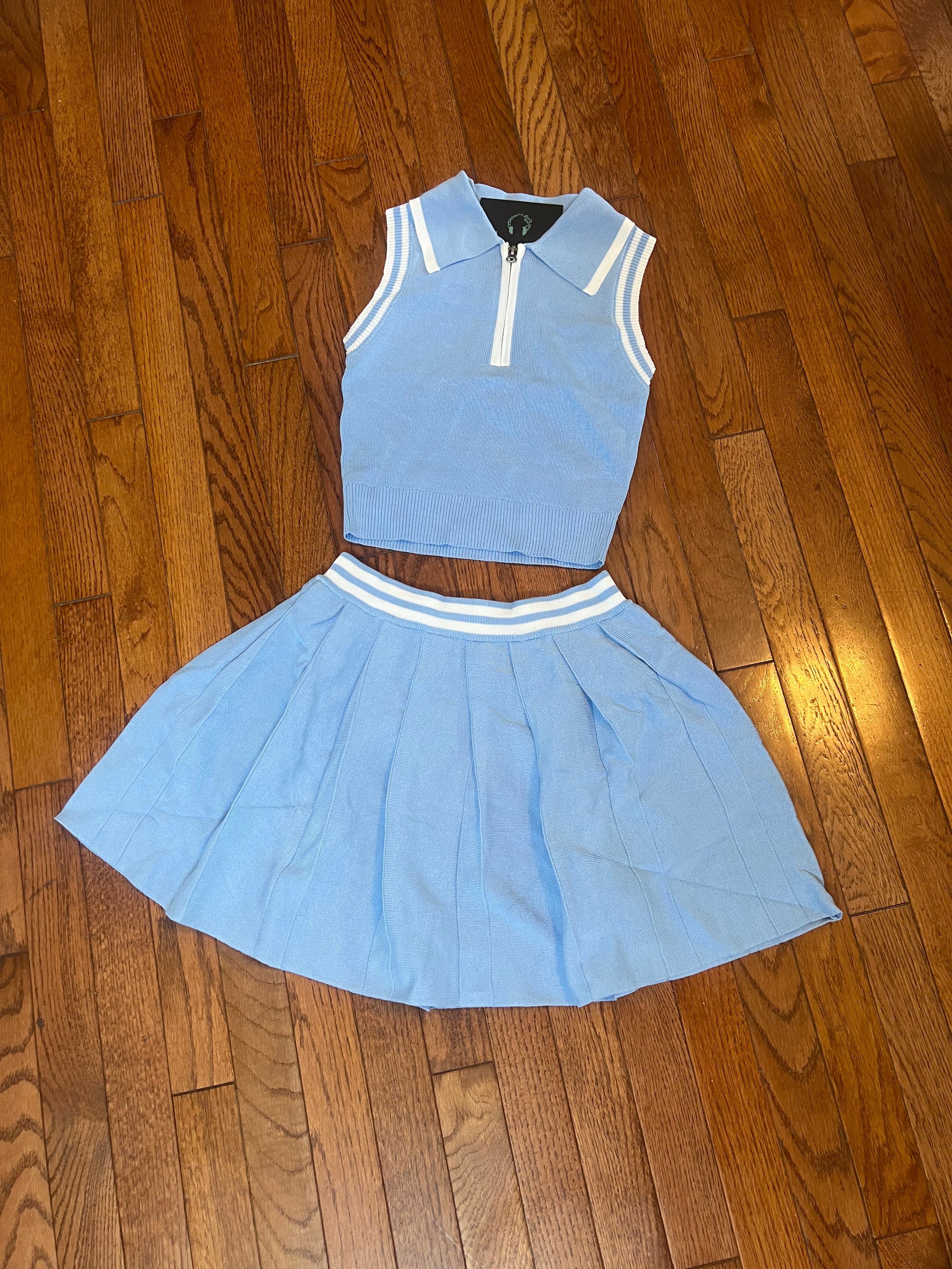 The “US OPEN” Tennis Skirt Set (Lt.Blue/White)