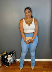 The Stacked Up High Rise Jeans - (Lt. Wash)