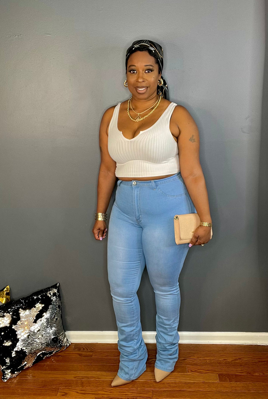 The Stacked Up High Rise Jeans - (Lt. Wash)