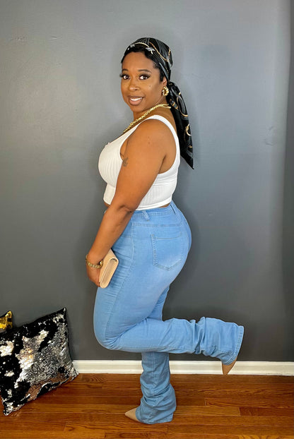 The Stacked Up High Rise Jeans - (Lt. Wash)