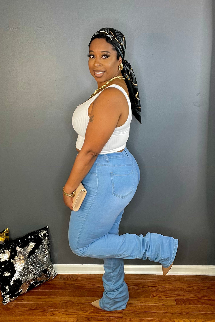 The Stacked Up High Rise Jeans - (Lt. Wash)