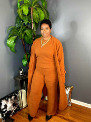 The Soft Girl Era 3pc Fuzzy Cozy Set (Rust)