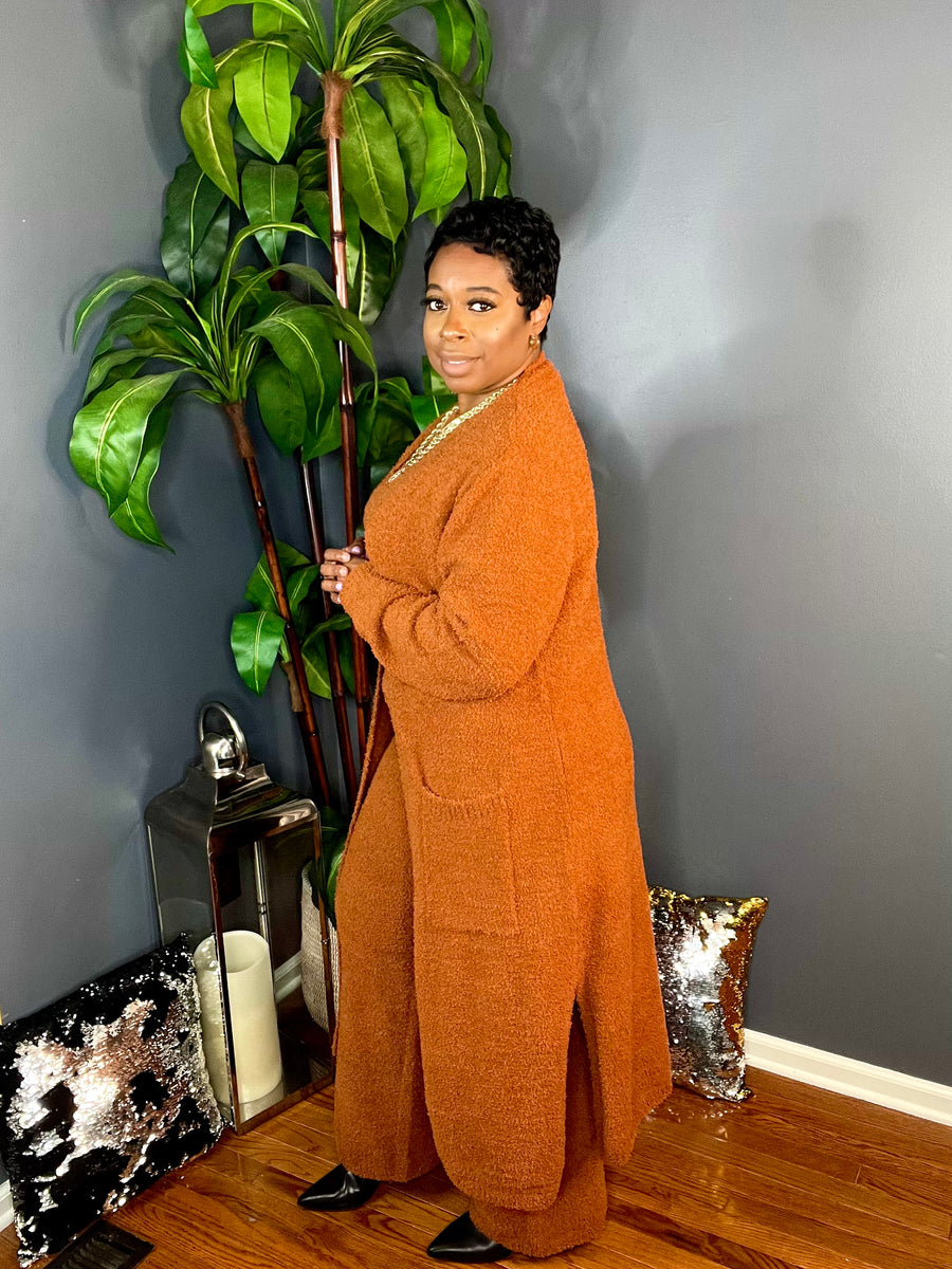 The Soft Girl Era 3pc Fuzzy Cozy Set (Rust)