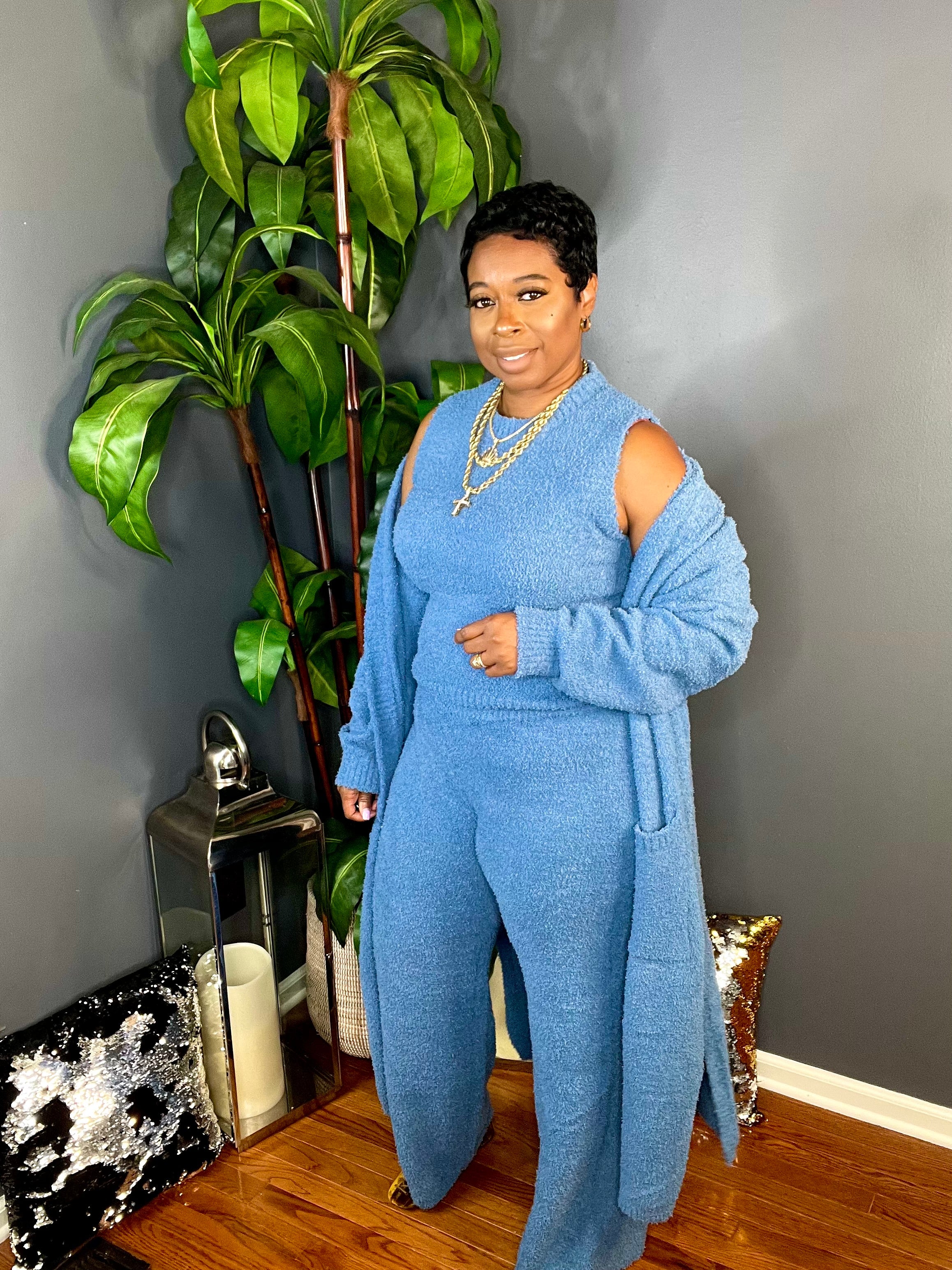 The Soft Girl Era 3pc Fuzzy Cozy Set (Blue)