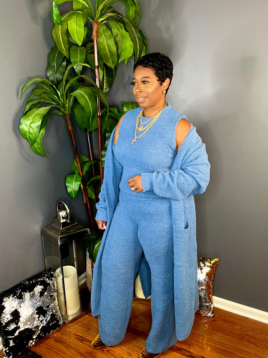 The Soft Girl Era 3pc Fuzzy Cozy Set (Blue)