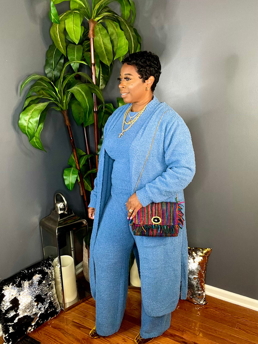 The Soft Girl Era 3pc Fuzzy Cozy Set (Blue)