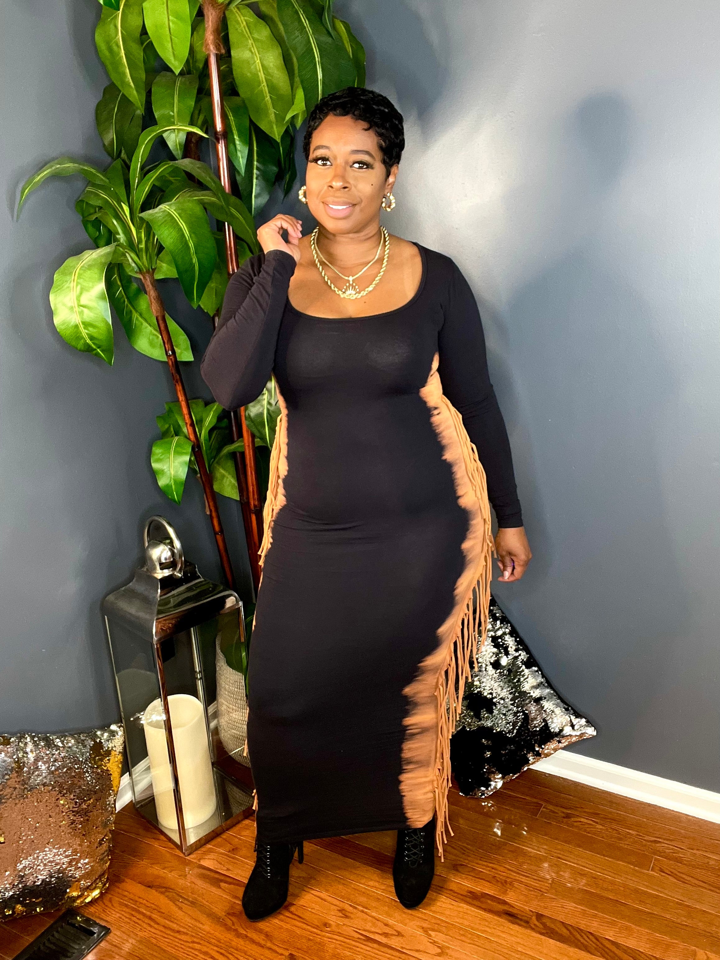 The Perfect Storm Maxi Dress (Black/Rust)