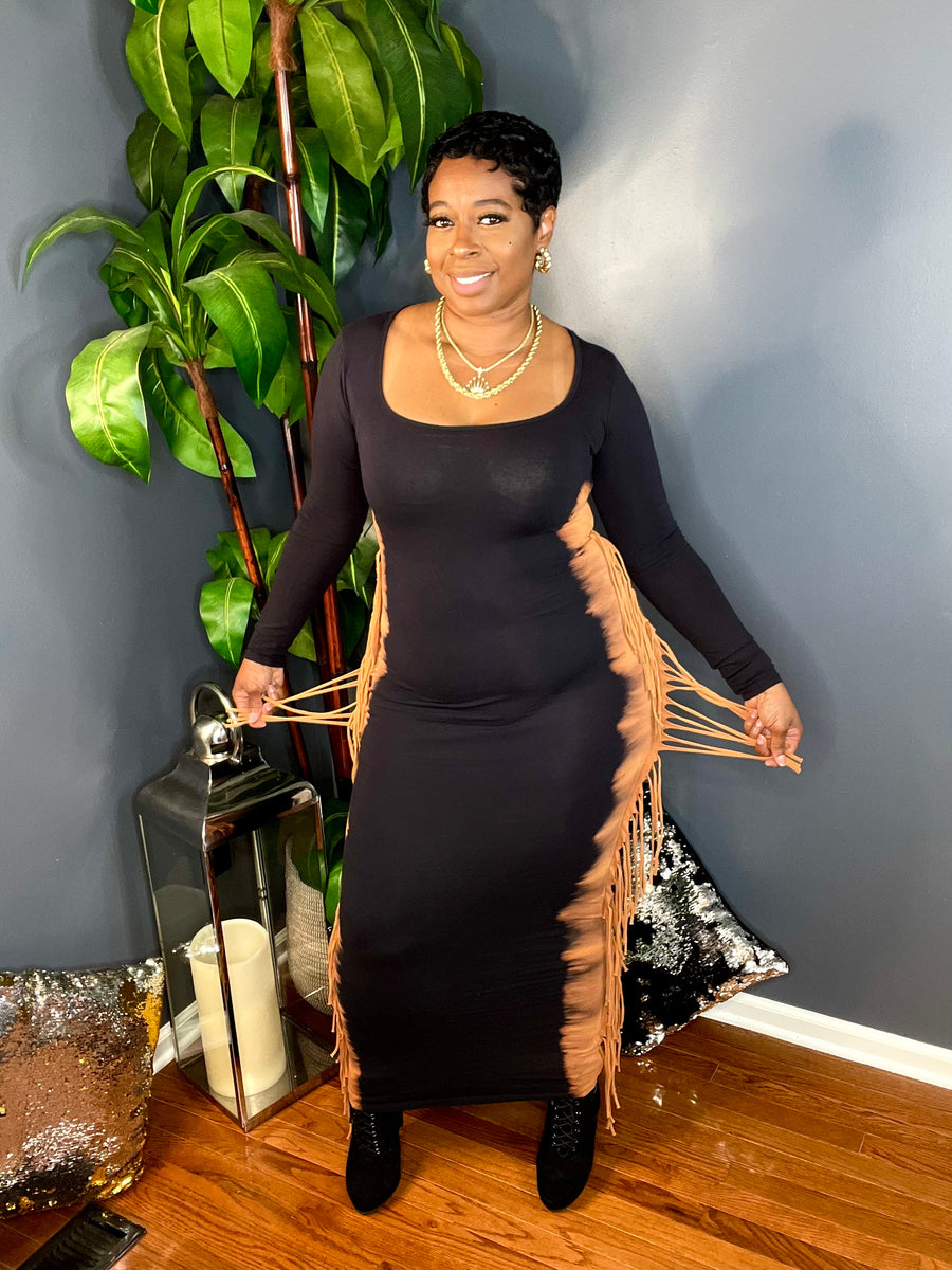 The Perfect Storm Maxi Dress (Black/Rust)