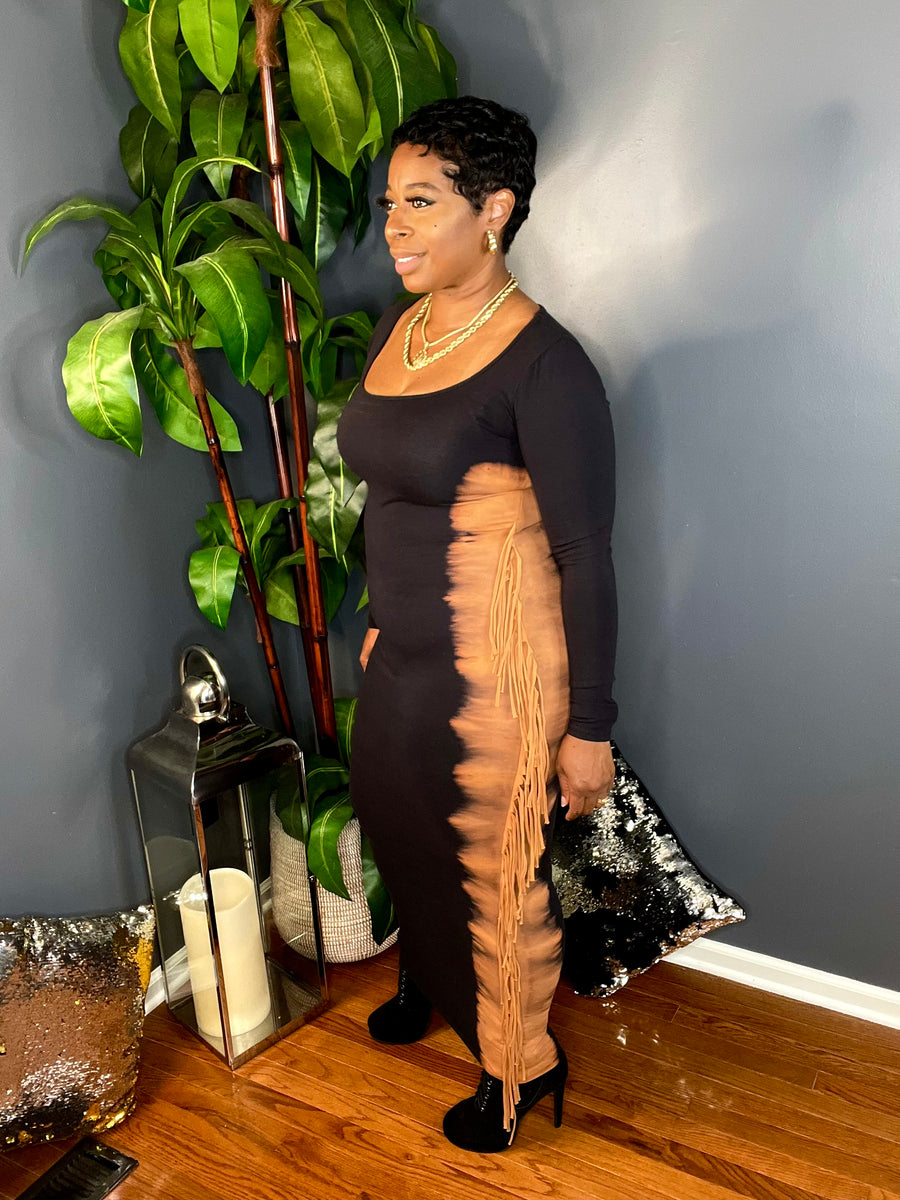 The Perfect Storm Maxi Dress (Black/Rust)