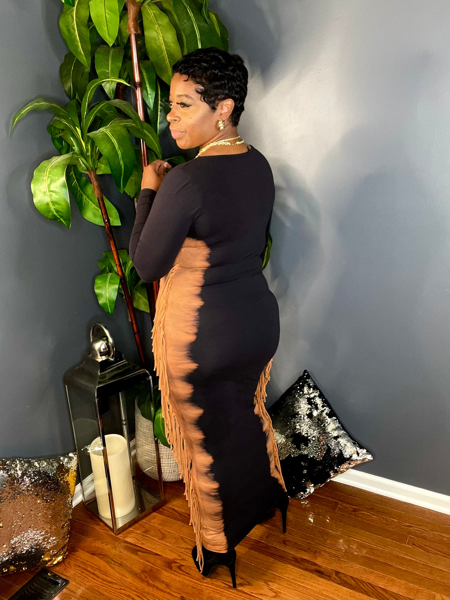 The Perfect Storm Maxi Dress (Black/Rust)