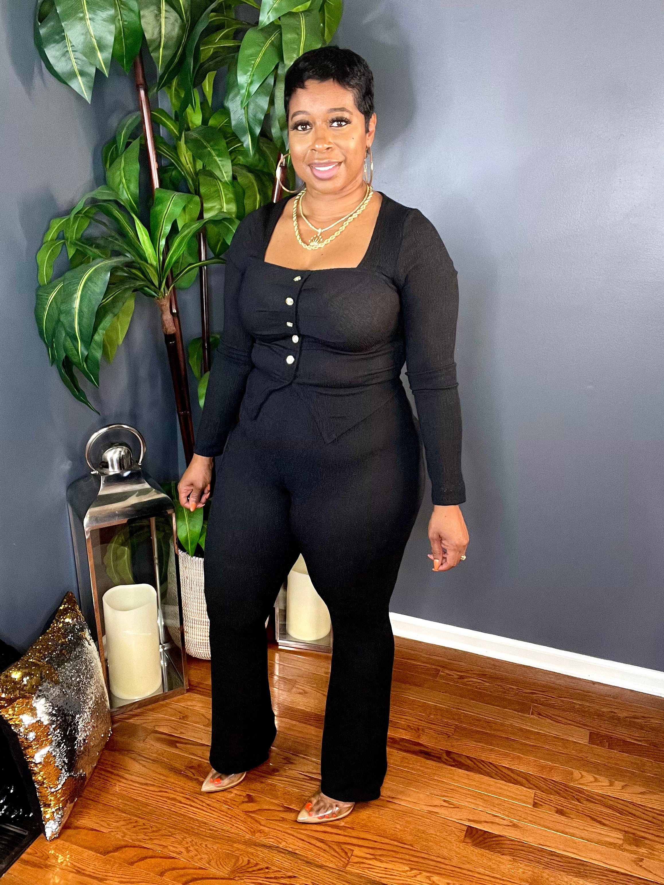 The After 5 Knit Pant Set (Black)