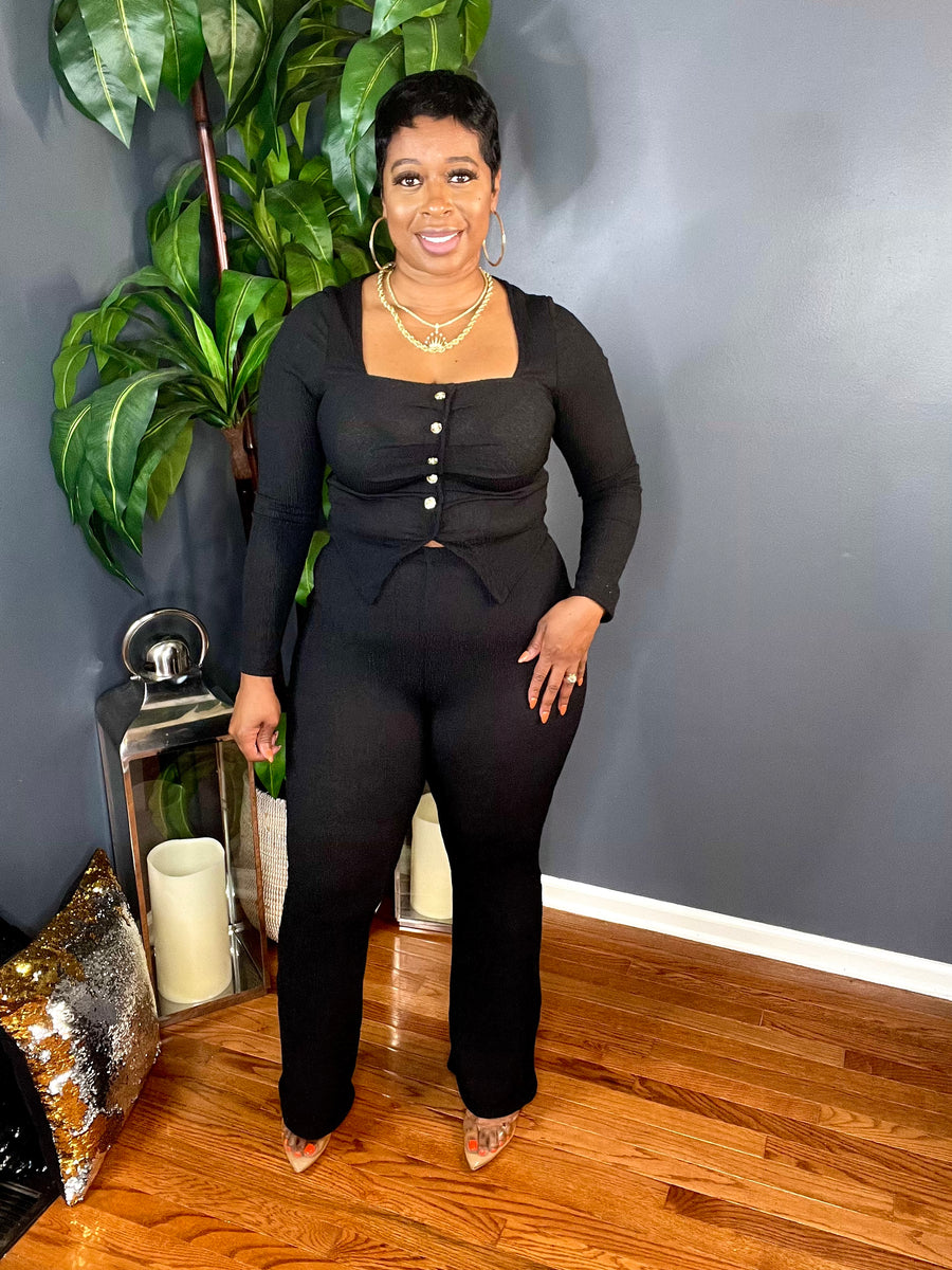The After 5 Knit Pant Set (Black)
