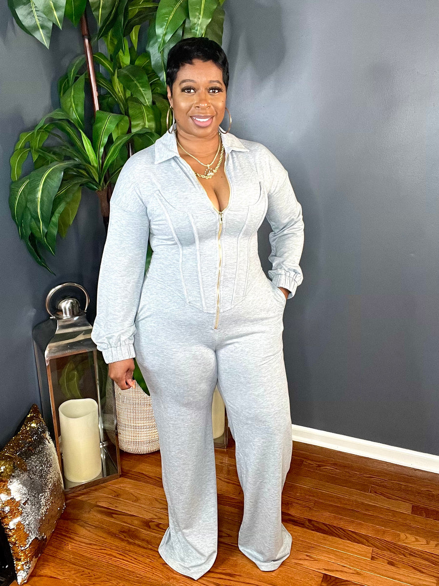 The Sasha Corset Jumpsuit (Heather Grey)