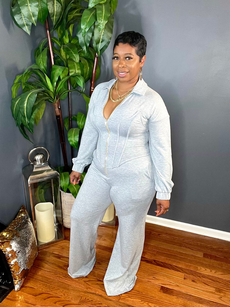 The Sasha Corset Jumpsuit (Heather Grey)