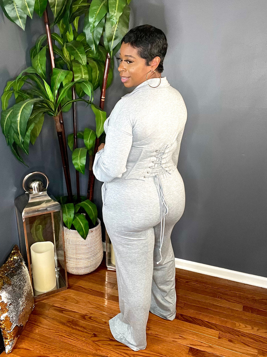 The Sasha Corset Jumpsuit (Heather Grey)