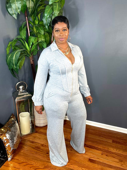 The Sasha Corset Jumpsuit (Heather Grey)