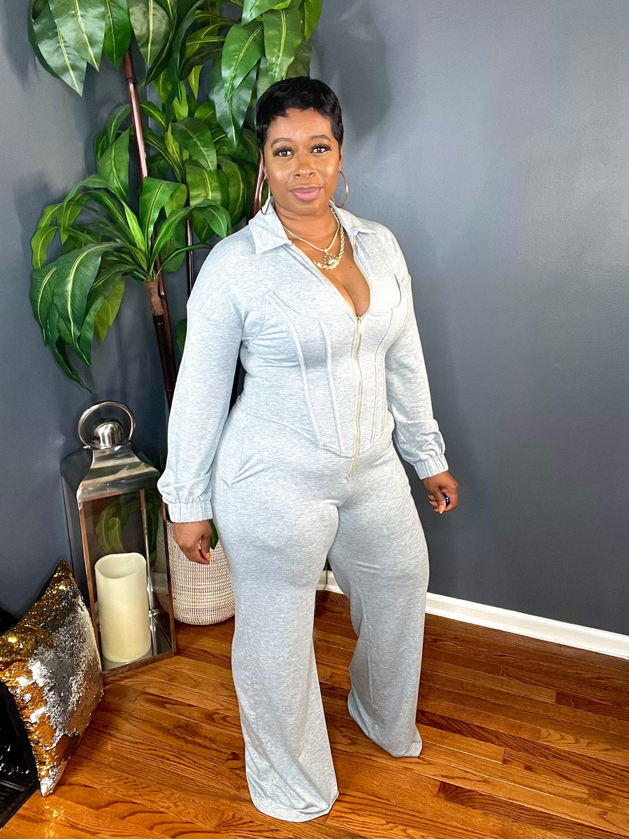 The Sasha Corset Jumpsuit (Heather Grey)