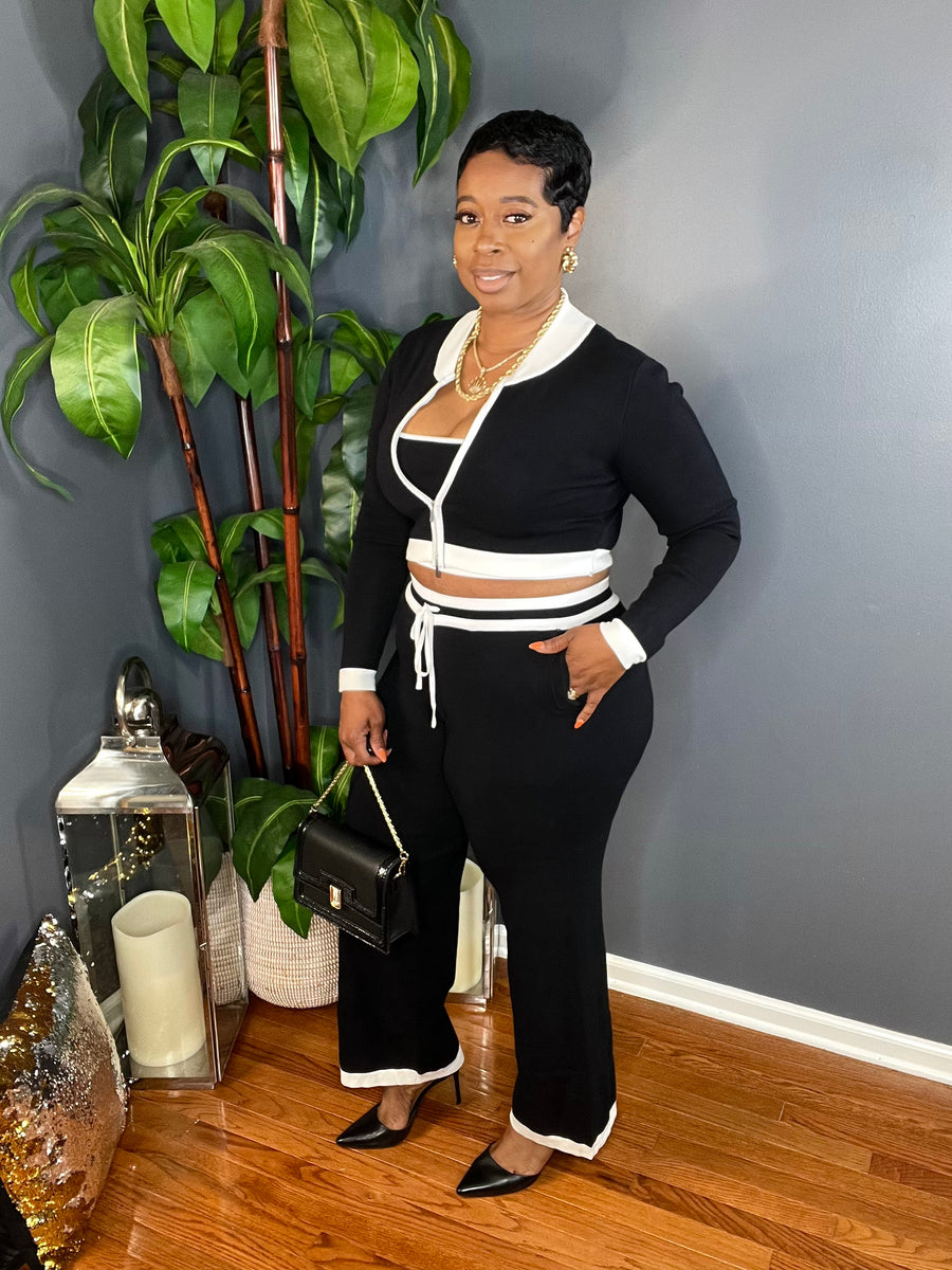The Captain’s Wife Luxe Knit 3pc Set (Black/White)