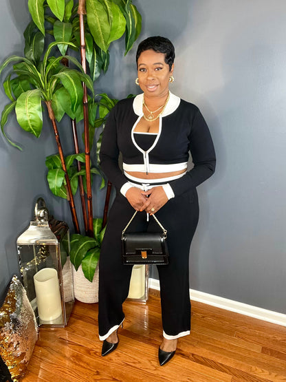 The Captain’s Wife Luxe Knit 3pc Set (Black/White)