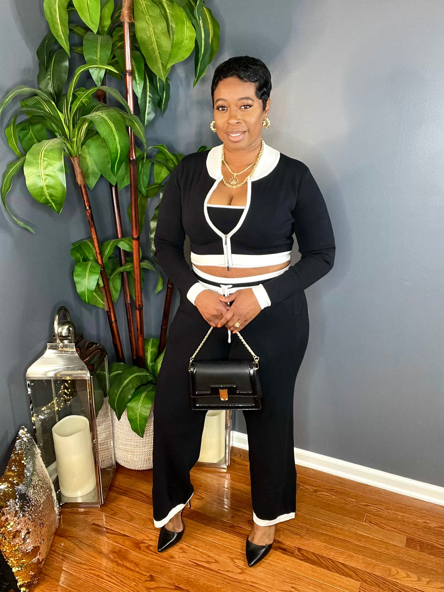 The Captain’s Wife Luxe Knit 3pc Set (Black/White)