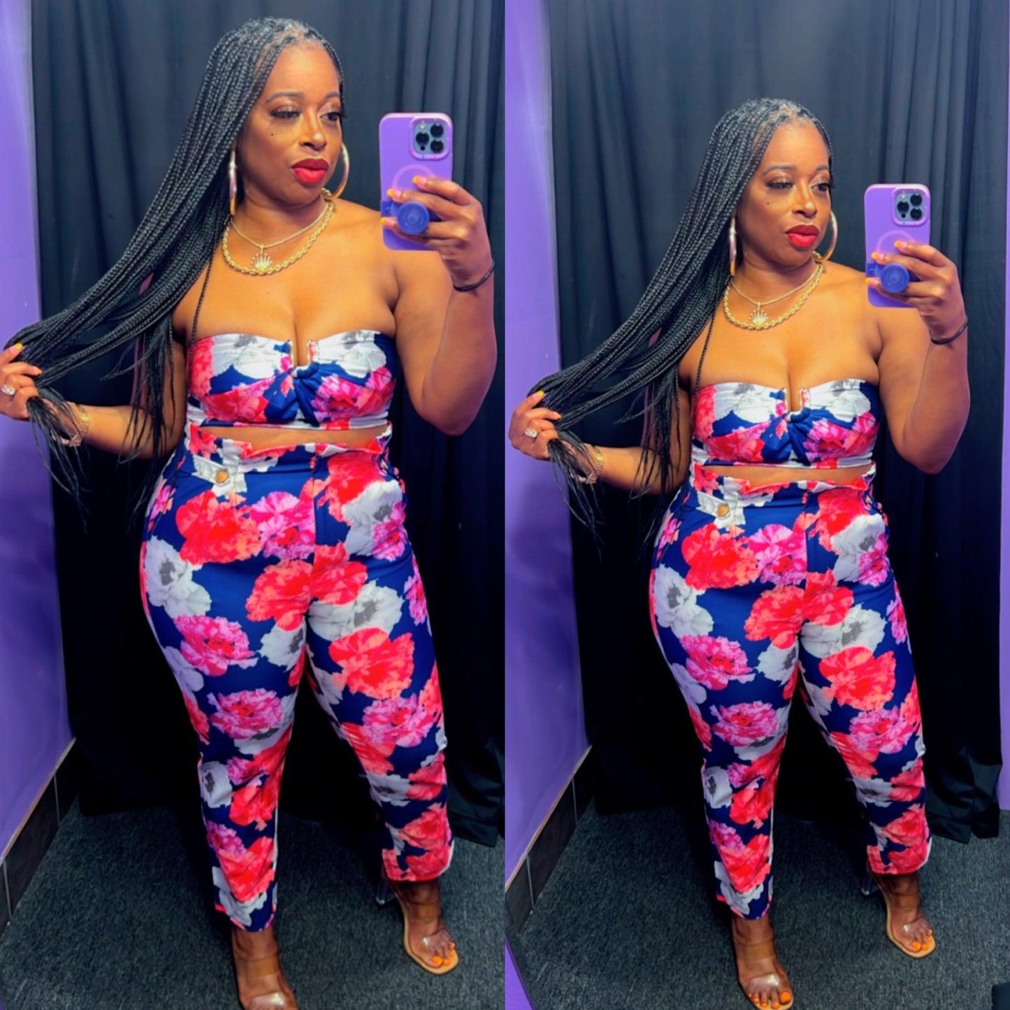 SUMMER VISTA Pant Set (Navy/Multi)