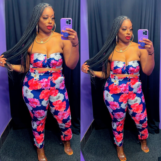 SUMMER VISTA Pant Set (Navy/Multi)
