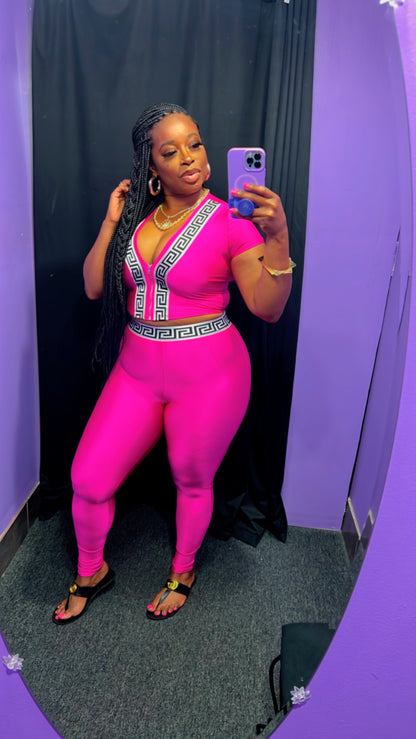 The V-LUXE Leggings Set (Fuchsia)
