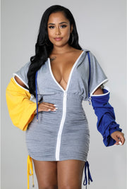 The LUENELL Hoodie Dress (Grey Combo)