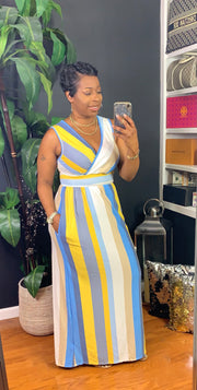 MARIAH Stripe Maxi Dress (Blue/Yellow/Multi)