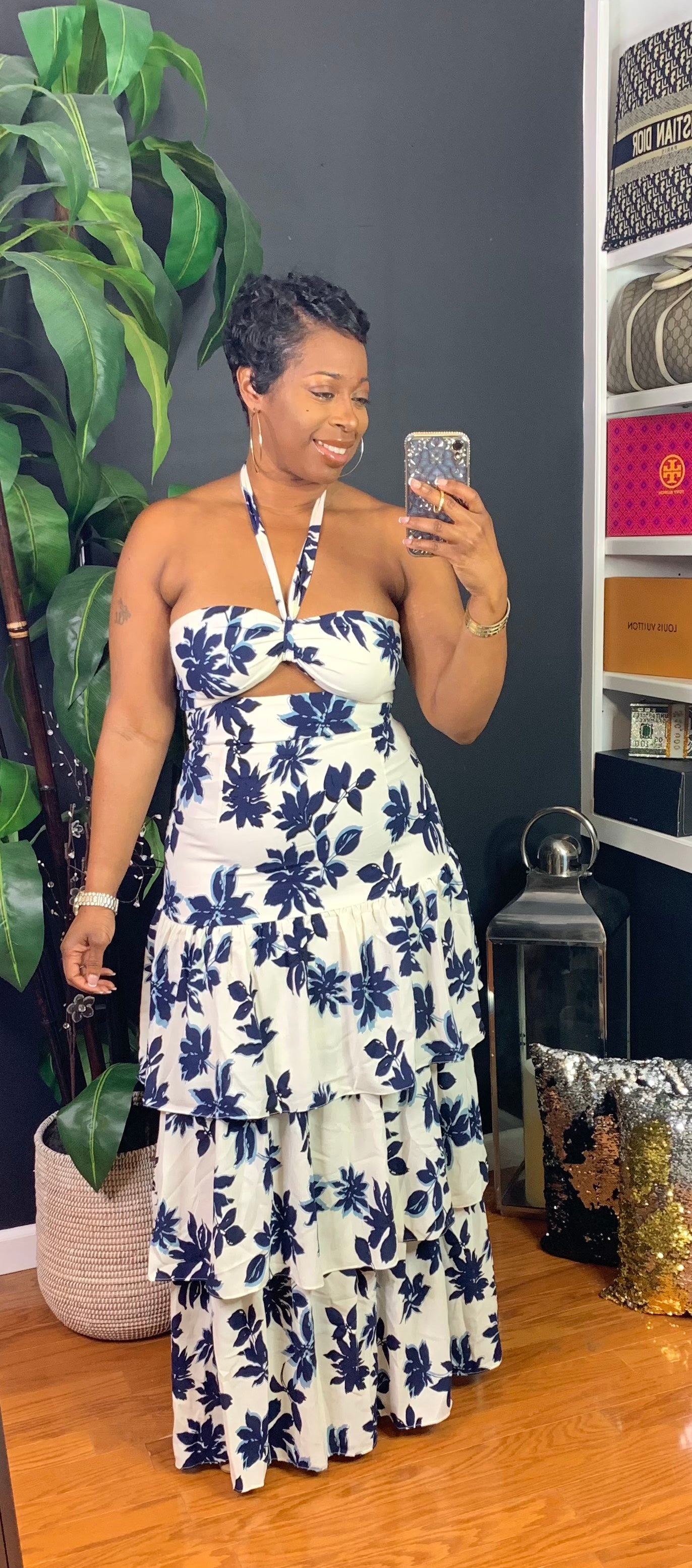 KIMBER Maxi Dress (White/Navy)