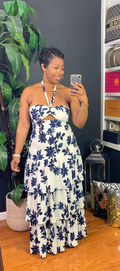 KIMBER Maxi Dress (White/Navy)