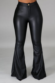 The ALWAYS READY Leather Bell Bottoms Pant (Black)