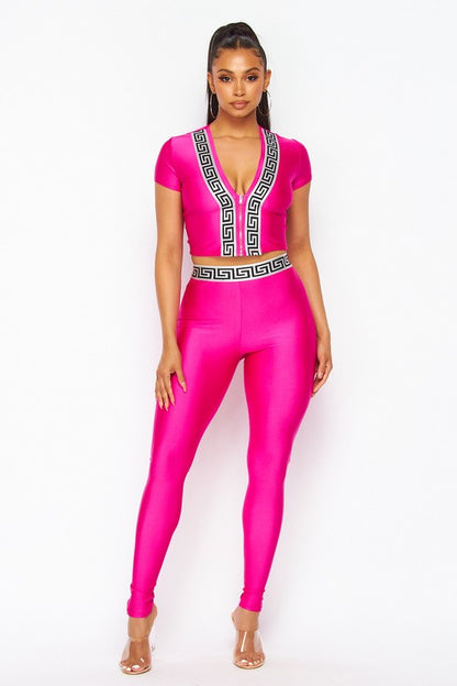 The V-LUXE Leggings Set (Fuchsia)