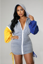 The LUENELL Hoodie Dress (Grey Combo)