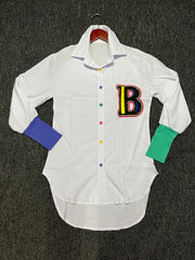 The BADDIE Varsity Shirt (White)