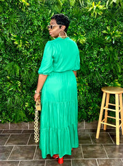 The “KELLY” Ruffle Maxi Dress (Bright Green)