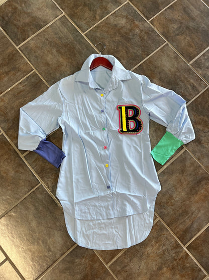 The BADDIE Varsity Shirt (Blue)
