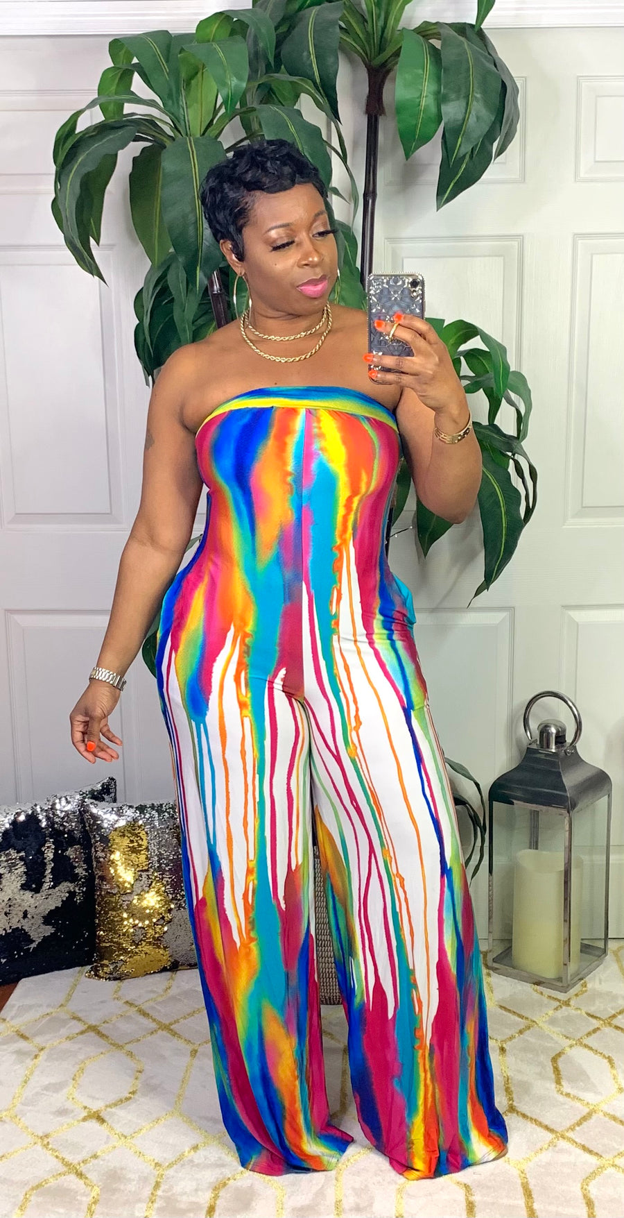 DIPPED IN COLOR Jumpsuit (White/Multi)