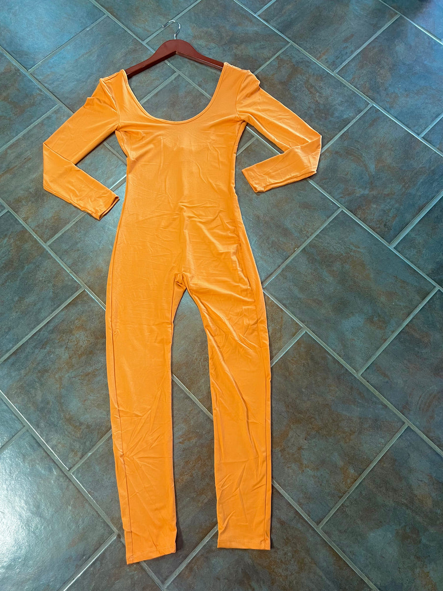 Orange 2024 bodycon jumpsuit