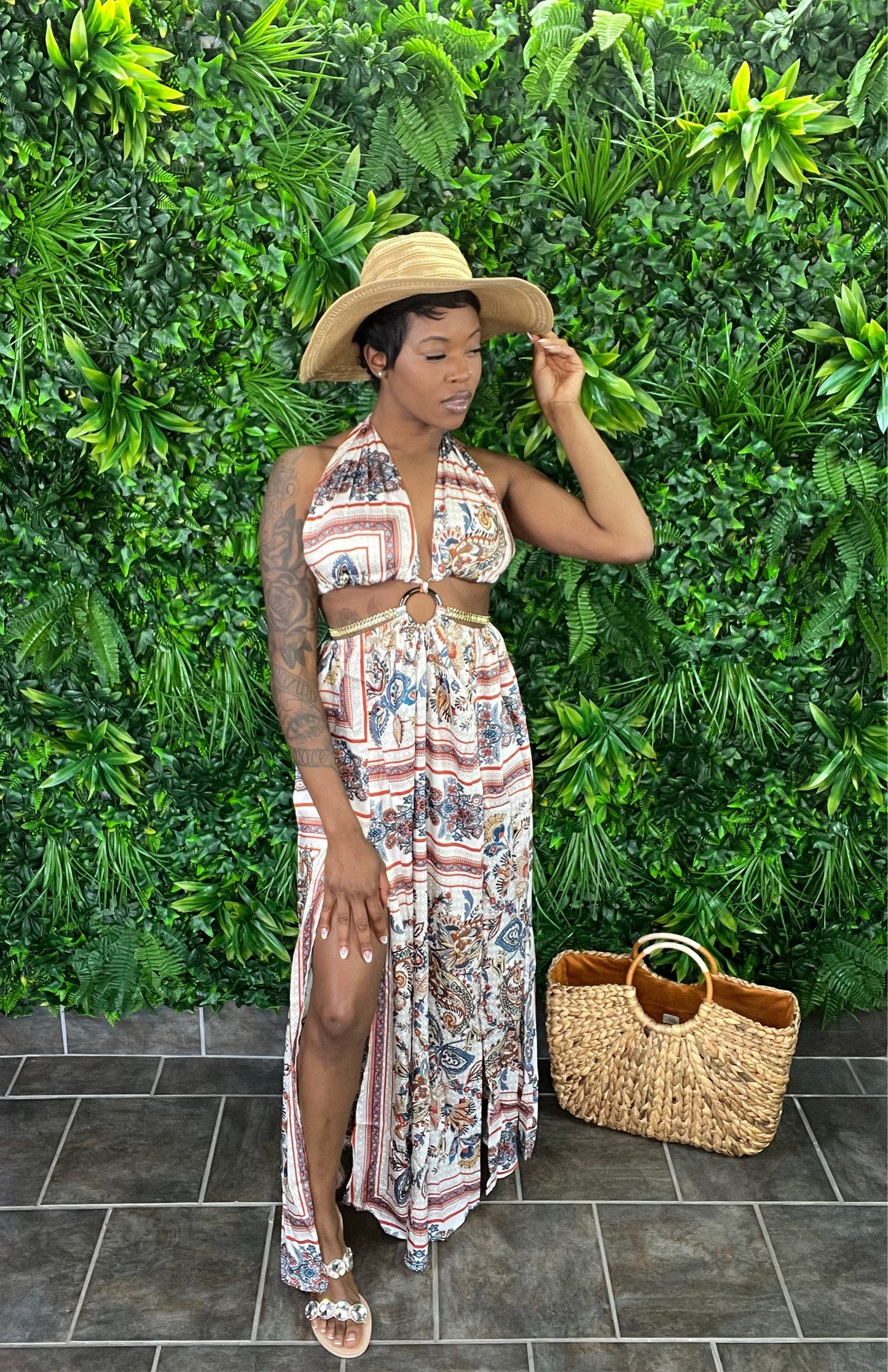 LILLY Cut Out Maxi Dress (Cream)