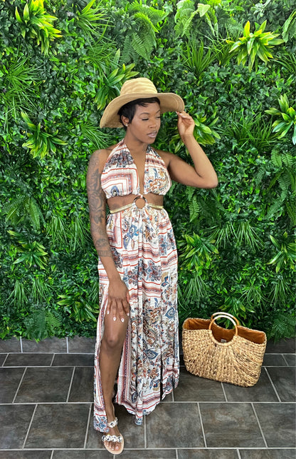 LILLY Cut Out Maxi Dress (Cream)