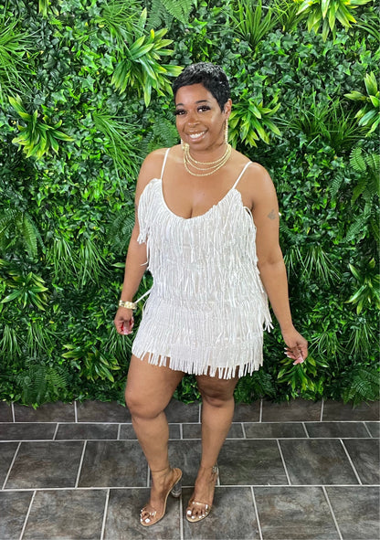 RHINESTONE Diva Dress (White)
