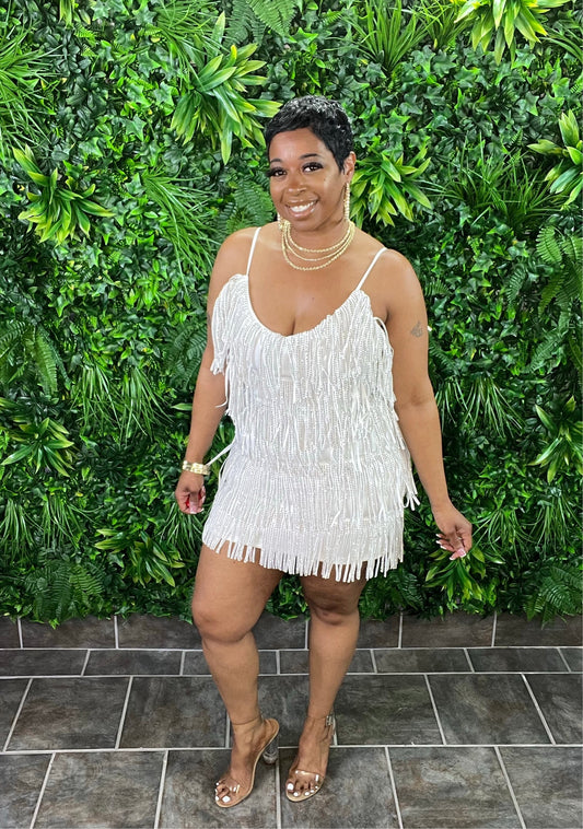 RHINESTONE Diva Dress (White)