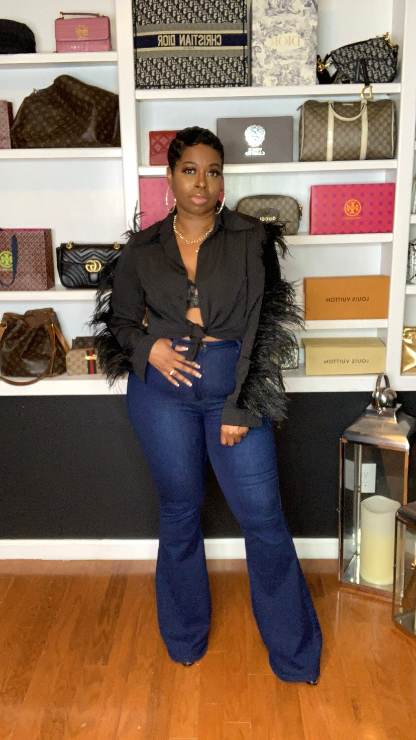 ANIKA Bell Bottom Jeans (Dk.Denim) Size Small left