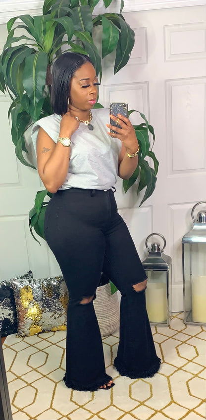 TAMAR Flare Jeans (Black) | Size Small left