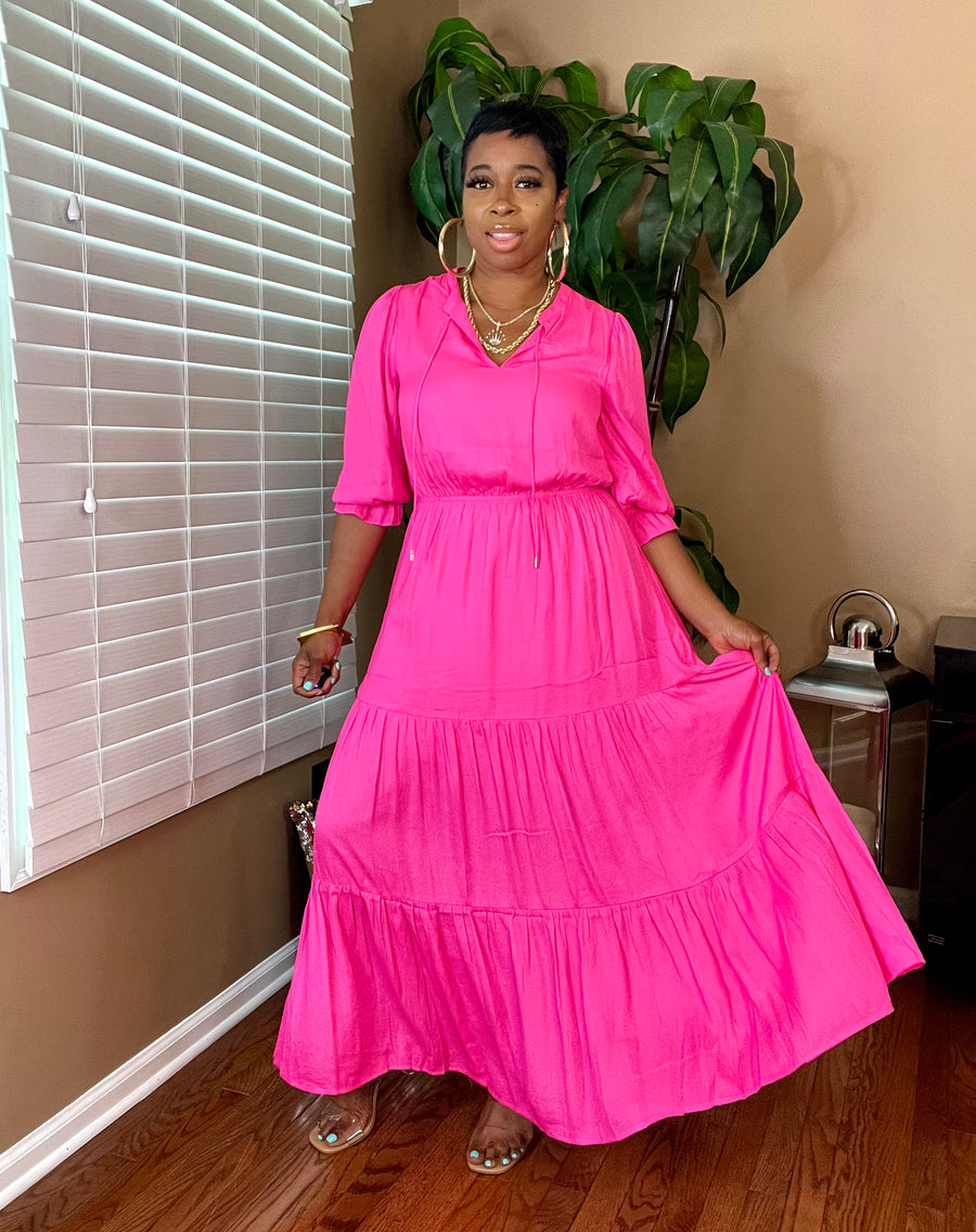 The “KELLY” Ruffle Maxi Dress (Pink Bubblegum)