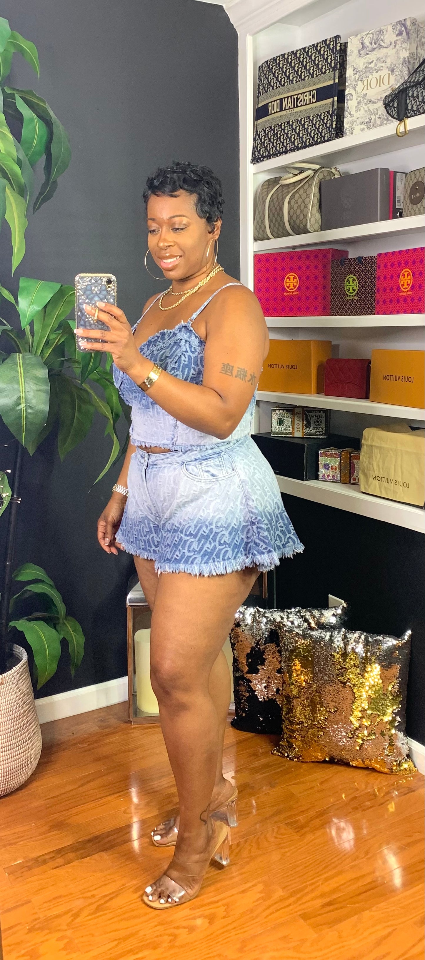 PRINCIA Ombré Denim Shorts Set