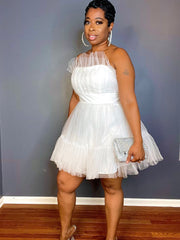 The “DREAMY” Chiffon Mini Dress (White)