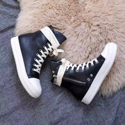 The RIKKI Leather Sneakers (Black) | PREORDER